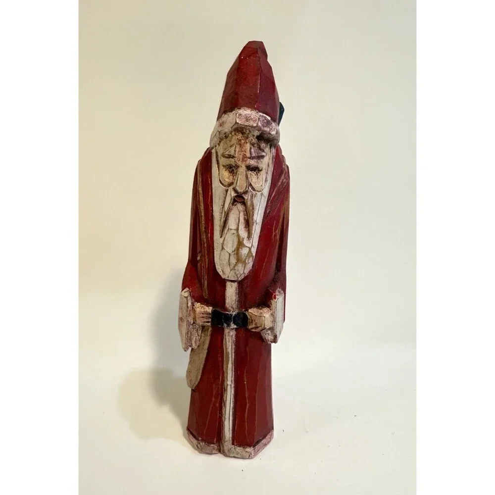 Vtg Folk Art Hand Carved Wood Old World Santa ST. Nick Primitive 8